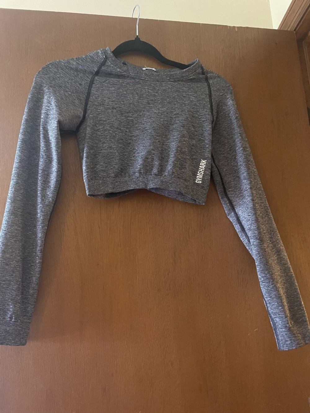 Gymshark Gray Cropped Long Sleeve Workout Top
